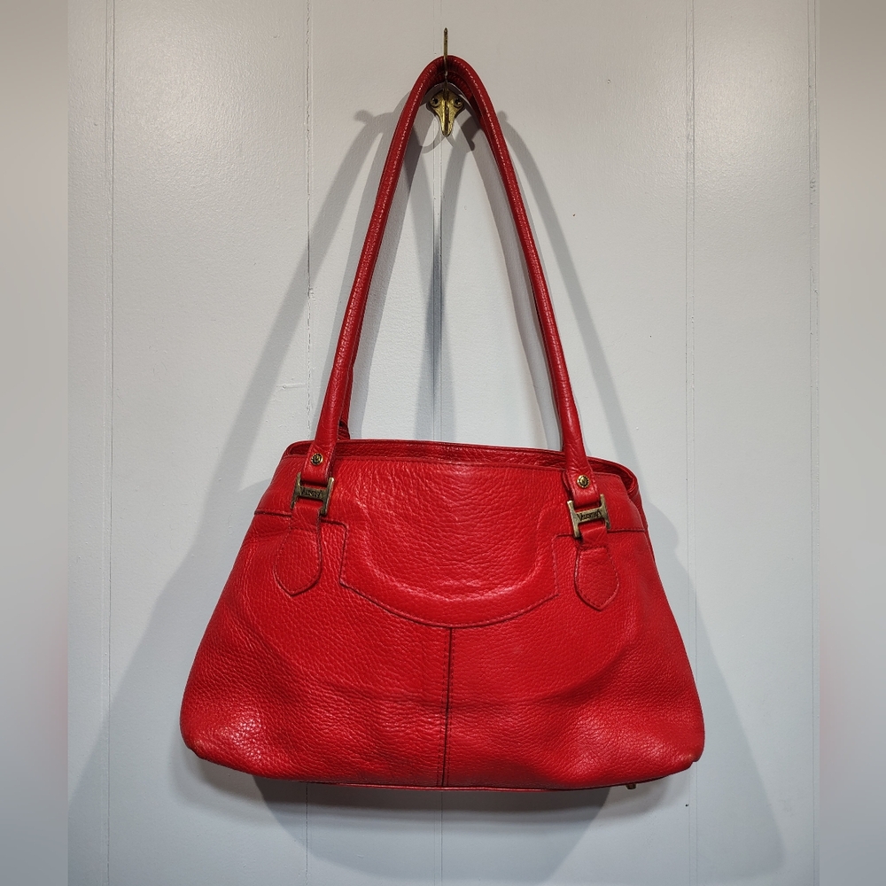 Valentina Red Pebbled Leather Shoulder Bag Soft Genuine Leather Satchel Purse‎